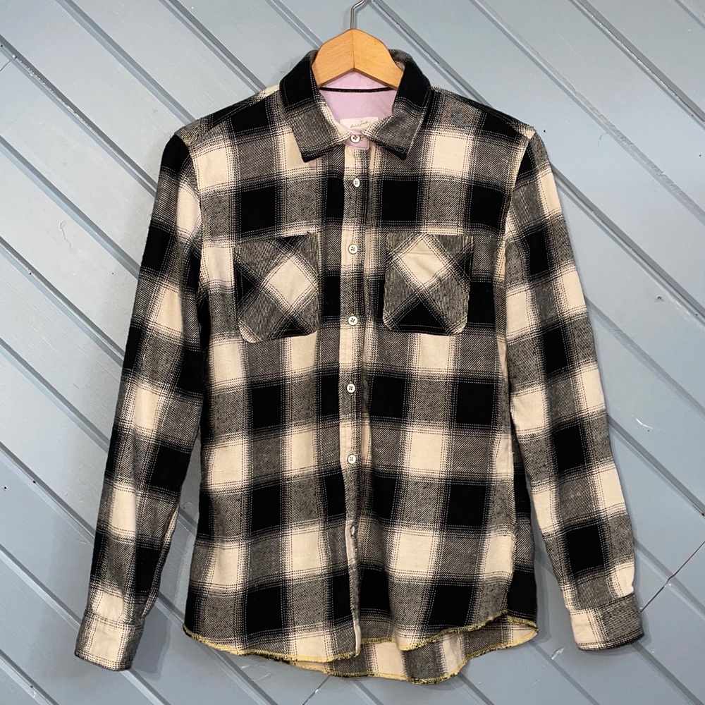 Arnold Zimberg Cotton Black White Plaid Button Down